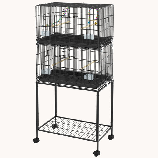 Dual-Level Parrot & Finch Deluxe Cage with Play Gym