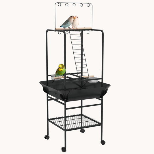 Bird Stand with Wheels  Perches for Indoor Outdoor Small Parrot Dark Gray