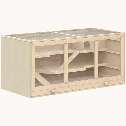 Classic Natural Hamster Habitat with Ramps & Hideout Extra Large 45.25"x22.5"x21.75"