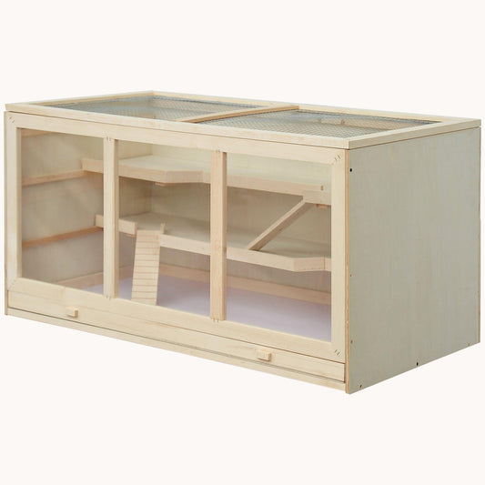 Classic Natural Hamster Habitat with Ramps & Hideout Extra Large 45.25"x22.5"x21.75"