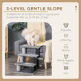 Load image into Gallery viewer, Cat Stairs 3 Steps for Bed, Couch with Scratching Posts, Small Cat Tree for Indoor Cats with Toy Ball, 17.5" x 15.5" x 19", Light Grey
