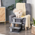 Load image into Gallery viewer, Cat Stairs 3 Steps for Bed, Couch with Scratching Posts, Small Cat Tree for Indoor Cats with Toy Ball, 17.5" x 15.5" x 19", Light Grey
