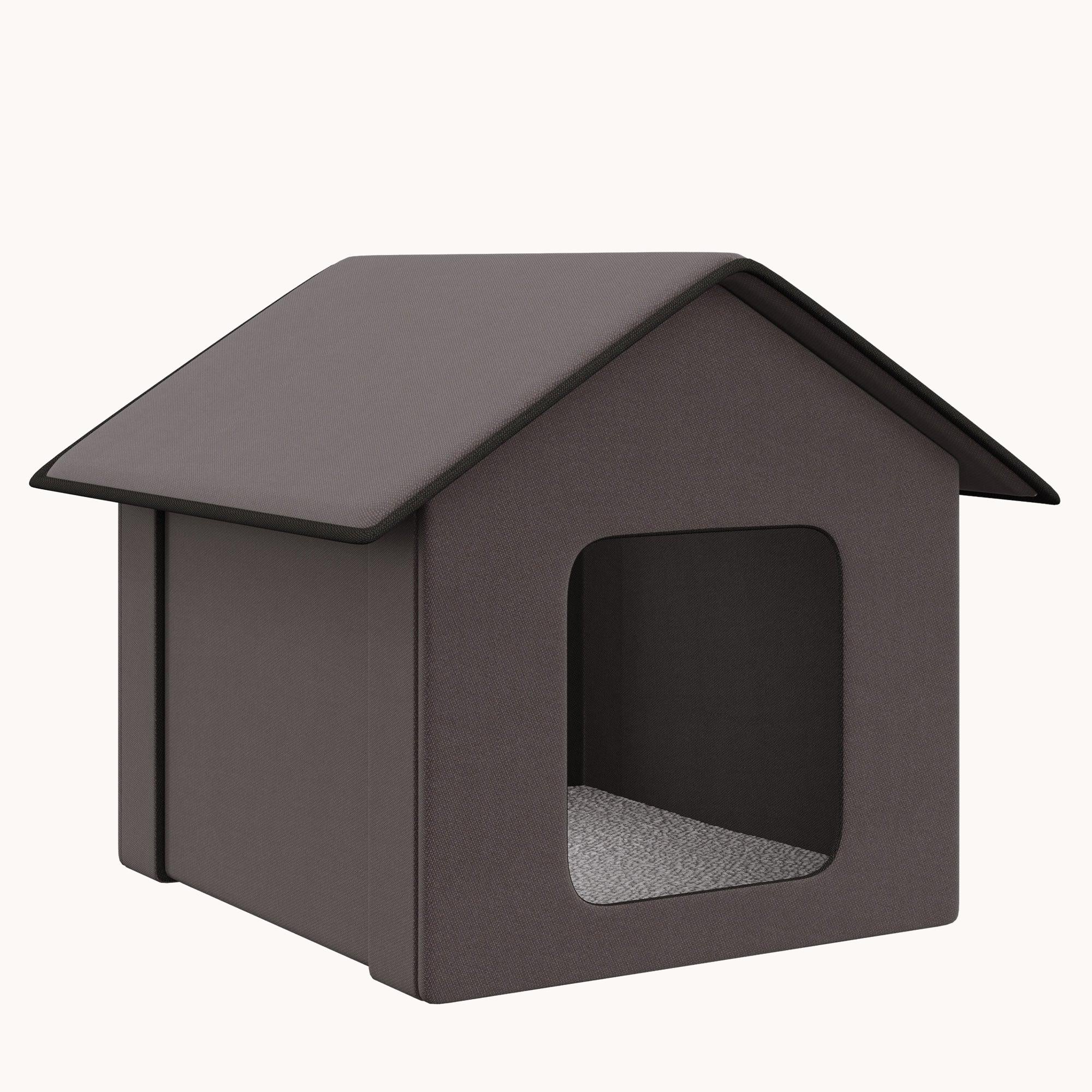 Portable Waterproof & Insulated Heated Cat House for Indoor/Outdoor Use, Brown