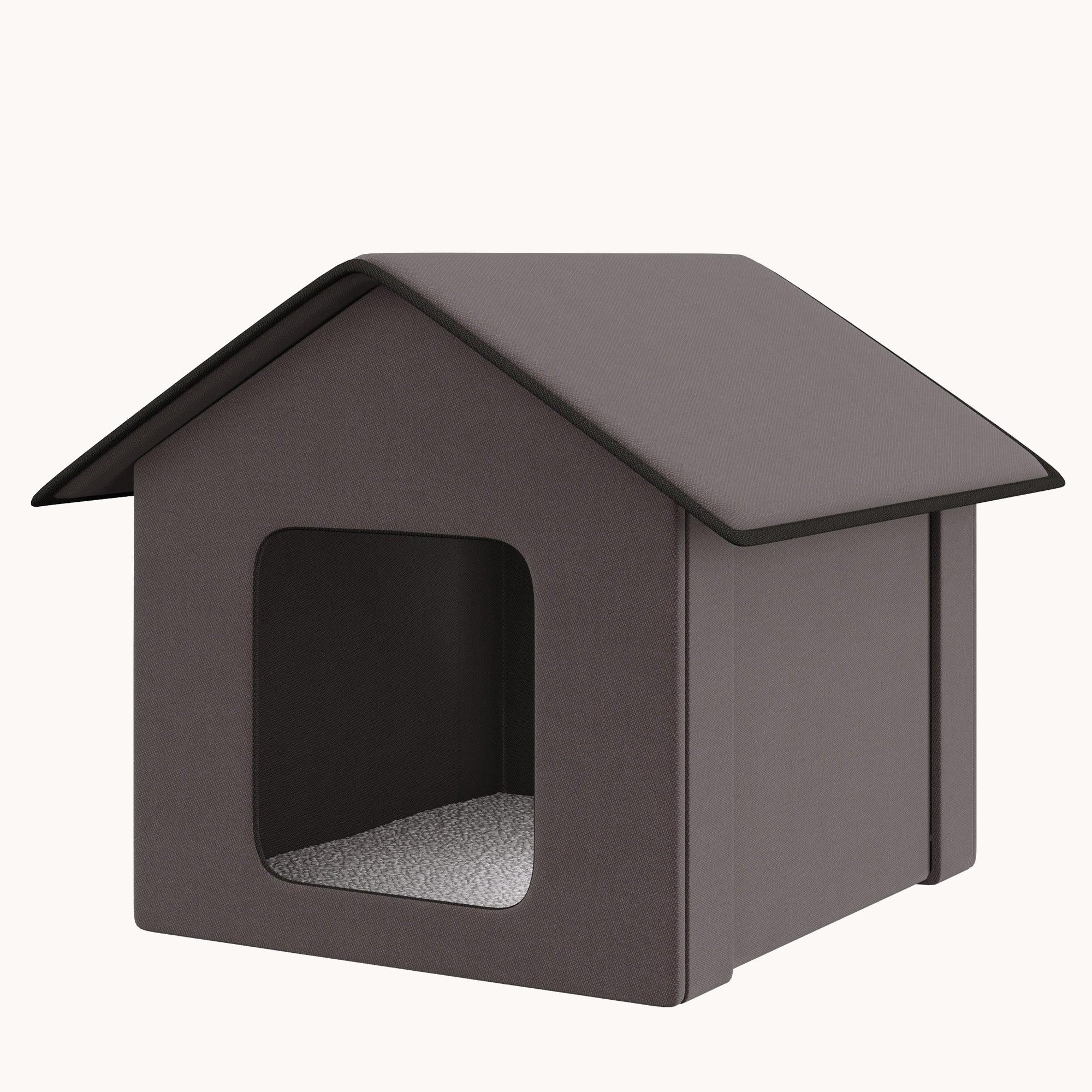Portable Waterproof & Insulated Heated Cat House for Indoor/Outdoor Use, Brown