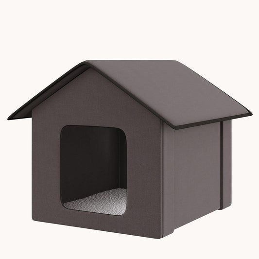 Portable Waterproof & Insulated Heated Cat House for Indoor/Outdoor Use, Brown