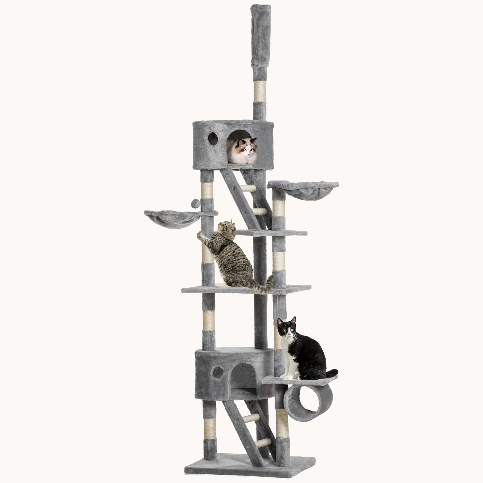 94.5-102.5 inch Floor-to-Ceiling Cat Tower with Sisal Scratching Posts