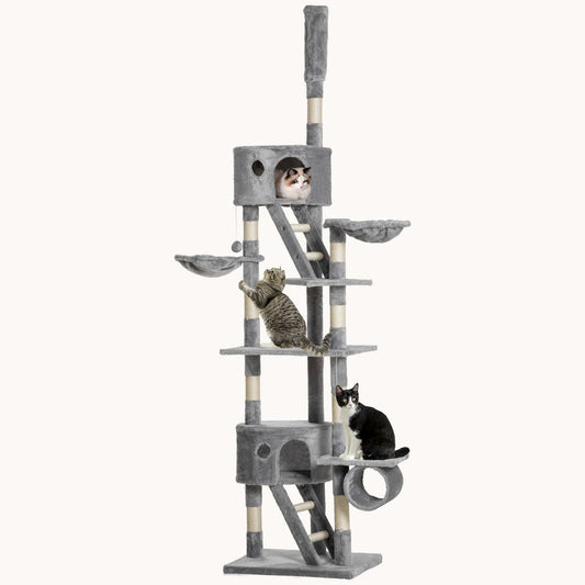 94.5-102.5 inch Floor-to-Ceiling Cat Tower with Sisal Scratching Posts