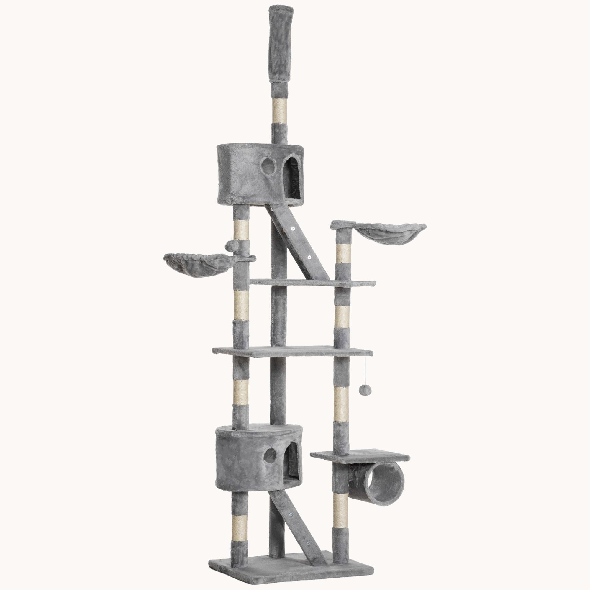94.5-102.5 inch Floor-to-Ceiling Cat Tower with Sisal Scratching Posts