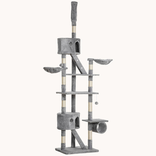 94.5-102.5 inch Floor-to-Ceiling Cat Tower with Sisal Scratching Posts