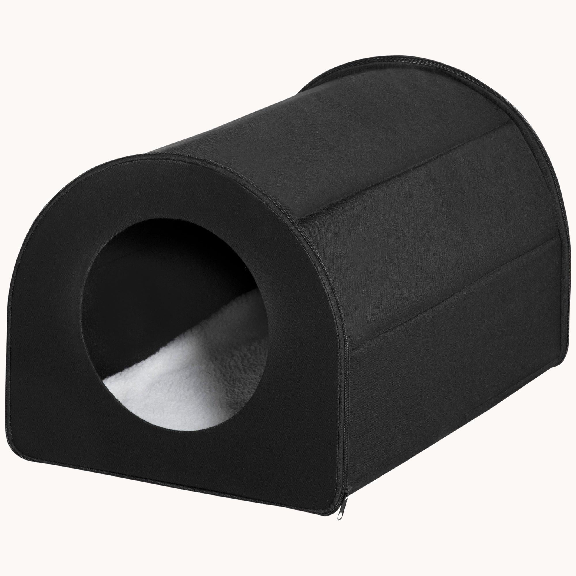 Dome Heated Cat House Portable and Waterproof Pet Shelter for Kitty in Winter, Black