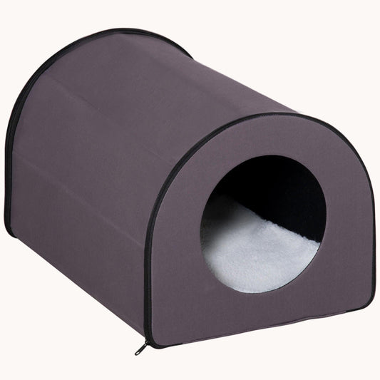 Dome Heated Cat House Portable and Waterproof Pet Shelter for Kitty in Winter, Brown