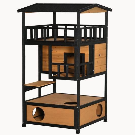 Outdoor Cat Adventure Condo Weatherproof & Spacious Shelter Yellow