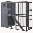 Load image into Gallery viewer, 77" Wooden Catio Window Box with Waterproof Roof, Platforms & Ramps, Gray

