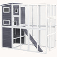 Load image into Gallery viewer, 77" Wooden Catio Window Box with Waterproof Roof, Platforms & Ramps, Light Gray
