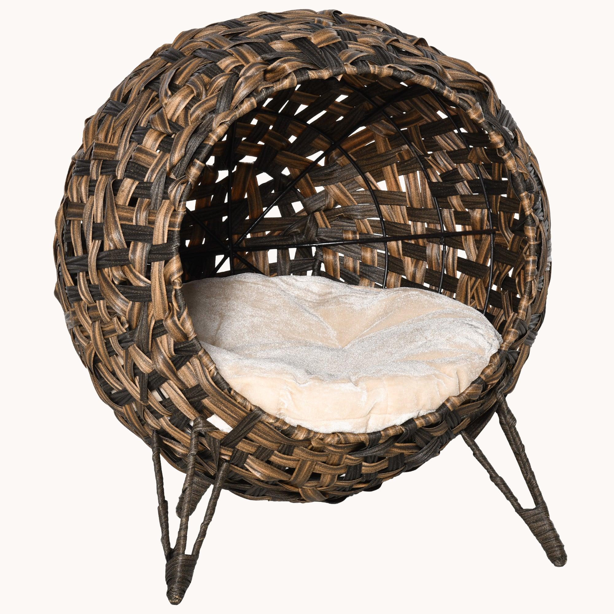 Nestique 20.5" Elevated Braided Banana Leaf Kitten Bed Brown