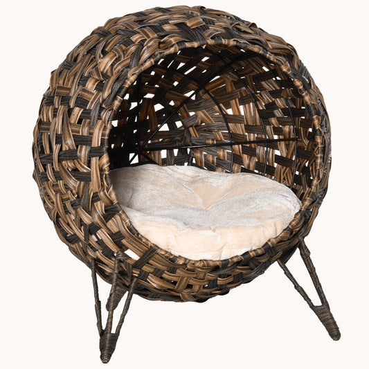 Nestique 20.5" Elevated Braided Banana Leaf Kitten Bed Brown