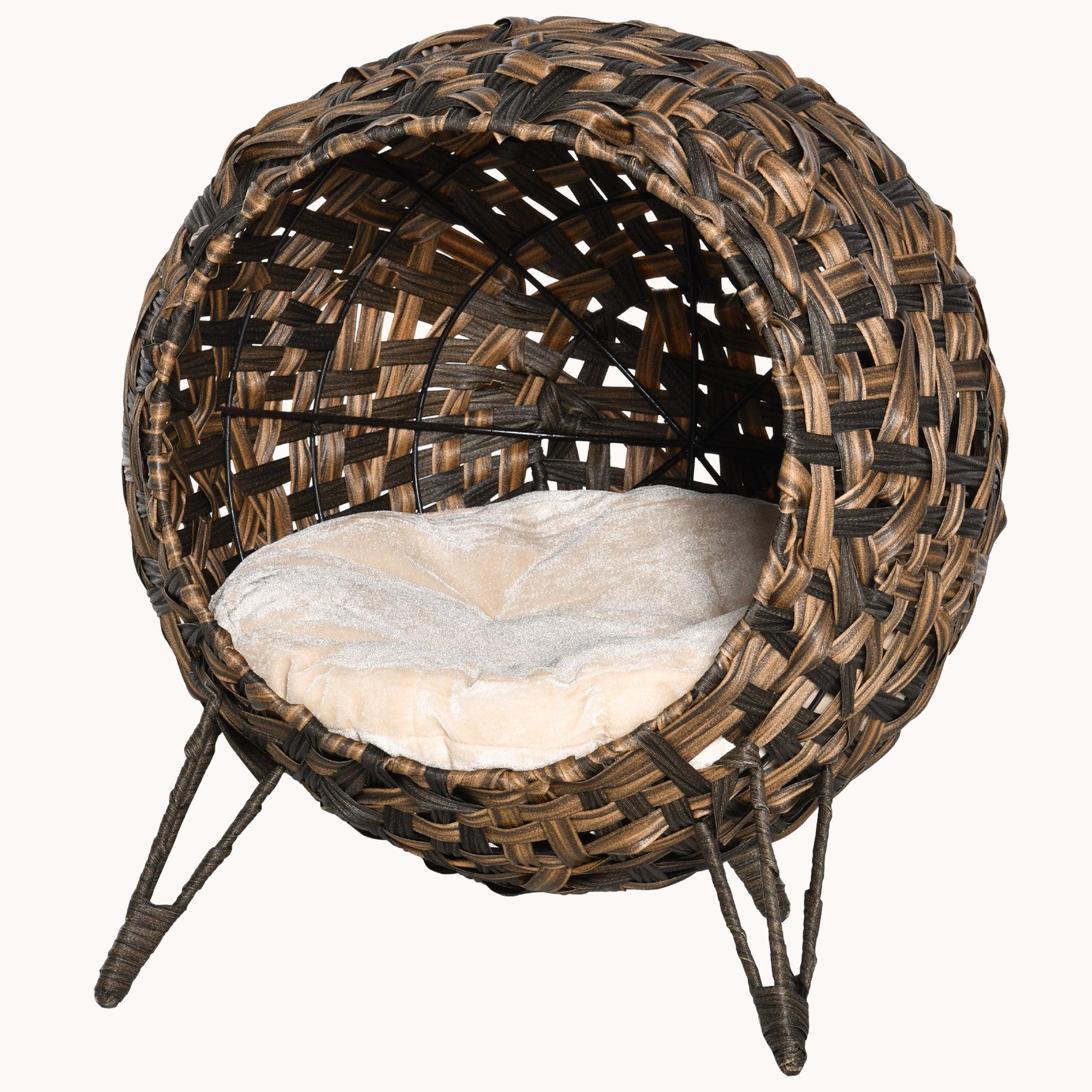 Nestique 20.5" Elevated Braided Banana Leaf Kitten Bed Brown