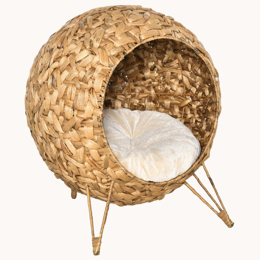 Nestique 20.5" Elevated Braided Banana Leaf Kitten Bed Natural
