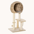 Load image into Gallery viewer, 39" H Cat Tree with Sisal Scratching Post Condo and Hanging Rope Beige
