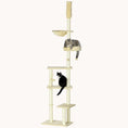 Load image into Gallery viewer, 90.5" - 98.5" Adjustable Cat Tower with Multi-Level Platforms, Scratching Posts & Bed, Beige
