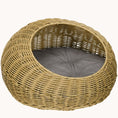 Load image into Gallery viewer, Nestique Wicker Cat Bed with Washable Cushion for Small kitten Light Brown
