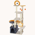 Load image into Gallery viewer, 63-Inch Cat Tower for Large Cats with Scratching Post, Hammock, Condo & Bed, Beige
