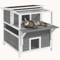 Load image into Gallery viewer, 2-Story Cat House with  Balcony & Removable Floor Light Gray
