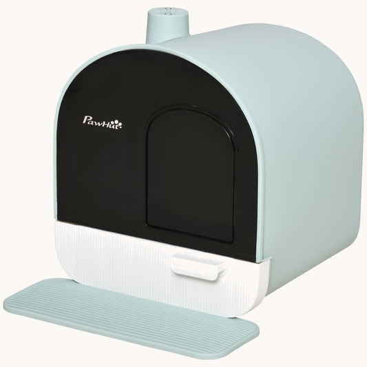 Covered Cat Litter Box with Tray, Filter & Scoop, 17" x 17" x 18.5", Green
