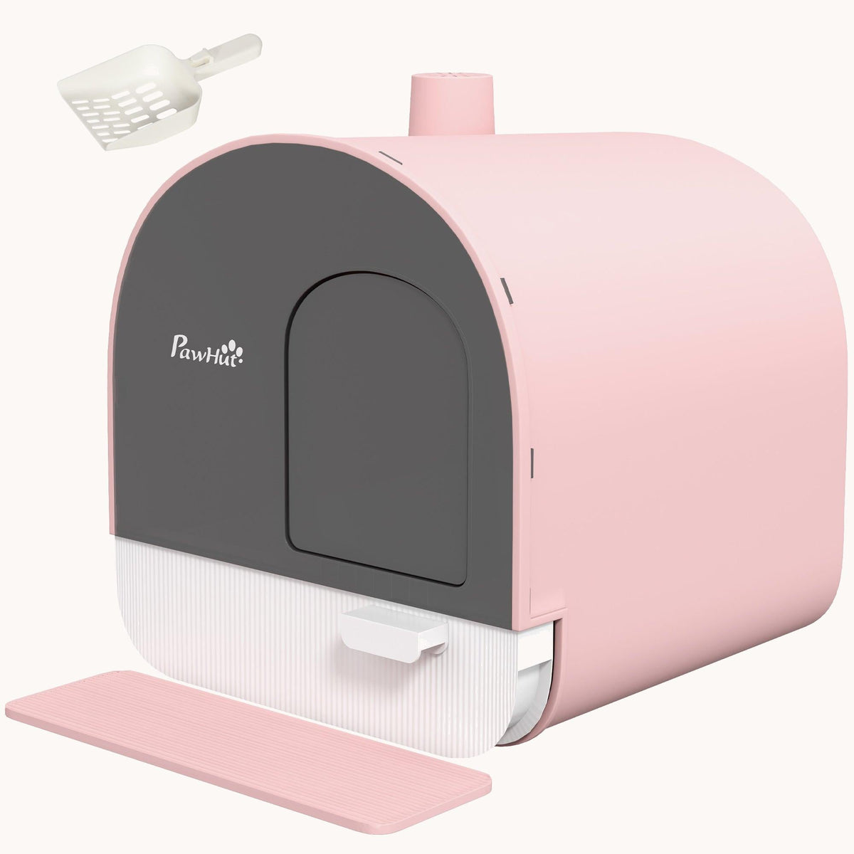 Covered Cat Litter Box with Tray, Filter & Scoop, 17" x 17" x 18.5", Pink