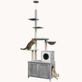 Load image into Gallery viewer, 2-in-1 Cat Tower & Litter Box Enclosure with Bed, Condo, Scratching Posts, Gray
