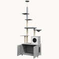 Load image into Gallery viewer, 2-in-1 Cat Tower & Litter Box Enclosure with Bed, Condo, Scratching Posts, Gray
