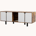 Load image into Gallery viewer, Hidden Litter Box TV Stand with Double Doors, 2 Cabinets & Drain Pad, Rustic Brown
