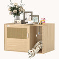 Load image into Gallery viewer, Hidden Cat Litter Box Enclosure with Rattan Door & Scratching Mat, 31.5"x20"x20", Oak
