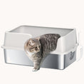 Load image into Gallery viewer, Odor-Resistant Stainless Steel Cat Litter Box with High Sides
