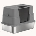 Load image into Gallery viewer, XL Stainless Steel Enclosed Litter Box with 100¡ã Flip Top and Scoop Dark Gray
