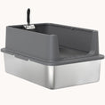 Load image into Gallery viewer, XL Stainless Steel Cat Litter Box High-Sided Includes Scoop & Pad Dark Gray

