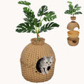 Load image into Gallery viewer, Hidden Cat Litter Box Enclosure with Faux Plant and Stainless Steel Tray

