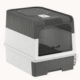 Load image into Gallery viewer, Hooded Cat Litter Box with Drawer, Scoop & Top Exit, Grey

