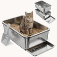 Load image into Gallery viewer, XL Stainless Steel Sifting Cat Litter Box with High Sides Odour Control Silver
