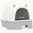 Load image into Gallery viewer, Stainless Steel Hooded Cat Litter Box Large Gray Slide-Out Tray & Carbon Filter
