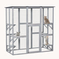 Load image into Gallery viewer, 71"L Wooden Outdoor Cat House with 6 High Ledges, Large Interior & Asphalt Roof, Grey

