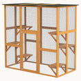 Load image into Gallery viewer, 71"L Wooden Outdoor Cat House with 6 High Ledges & Asphalt Roof Orange
