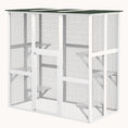 Load image into Gallery viewer, 71"L Wooden Outdoor Cat House with 6 High Ledges, Large Interior & Asphalt Roof, White
