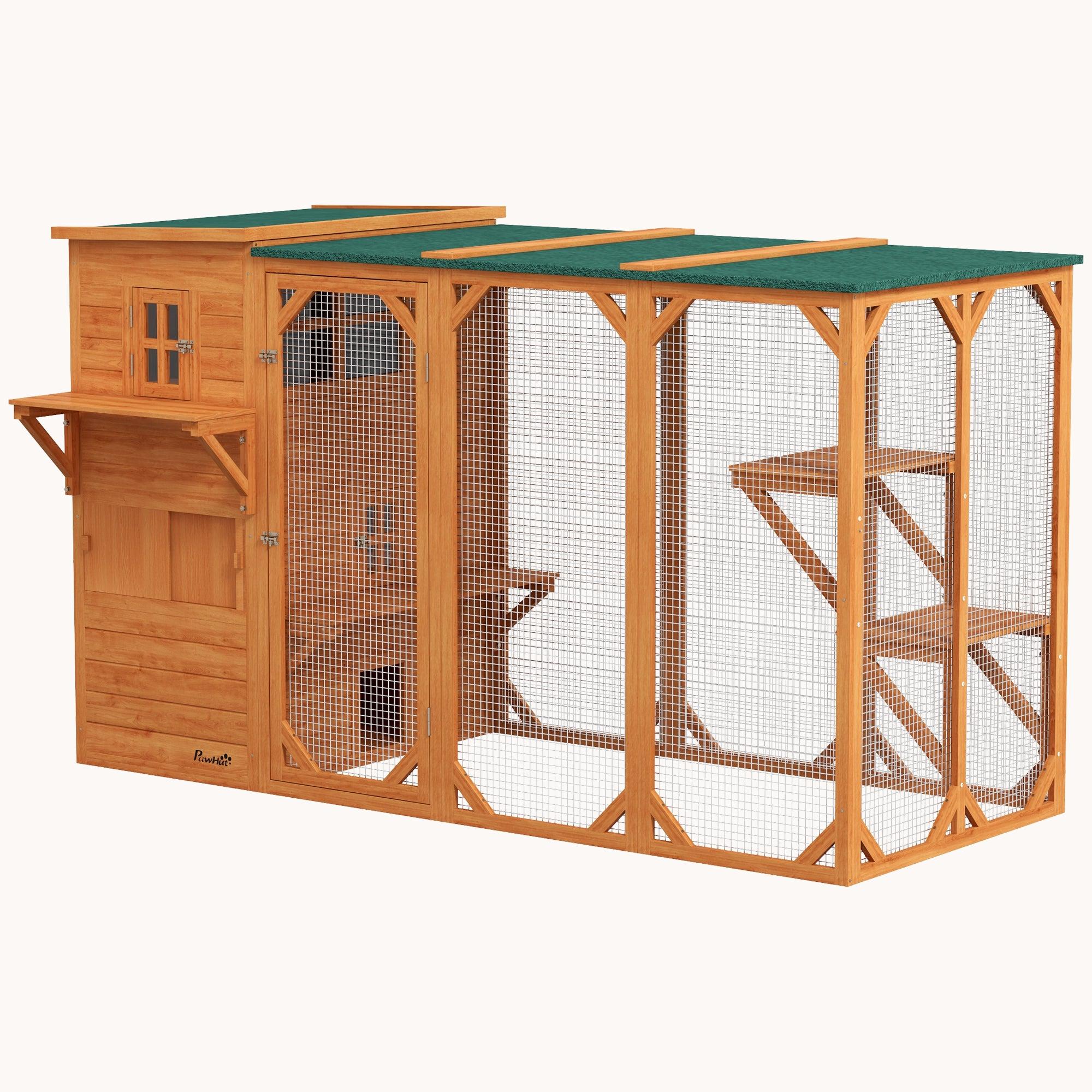 45"H Outdoor Cat Shelter with Platforms & Weatherproof Roof Orange