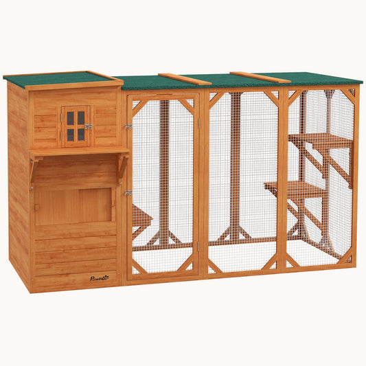 45"H Outdoor Cat Shelter with Platforms & Weatherproof Roof Orange