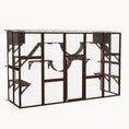 Load image into Gallery viewer, Outdoor Catio Enclosure with Weatherproof Roof, Shelves & Bridges, 118"x37.5"x74", Coffee
