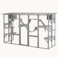 Load image into Gallery viewer, Outdoor Catio Enclosure with Weatherproof Roof & Shelves 118"x37.5"x74" Gray
