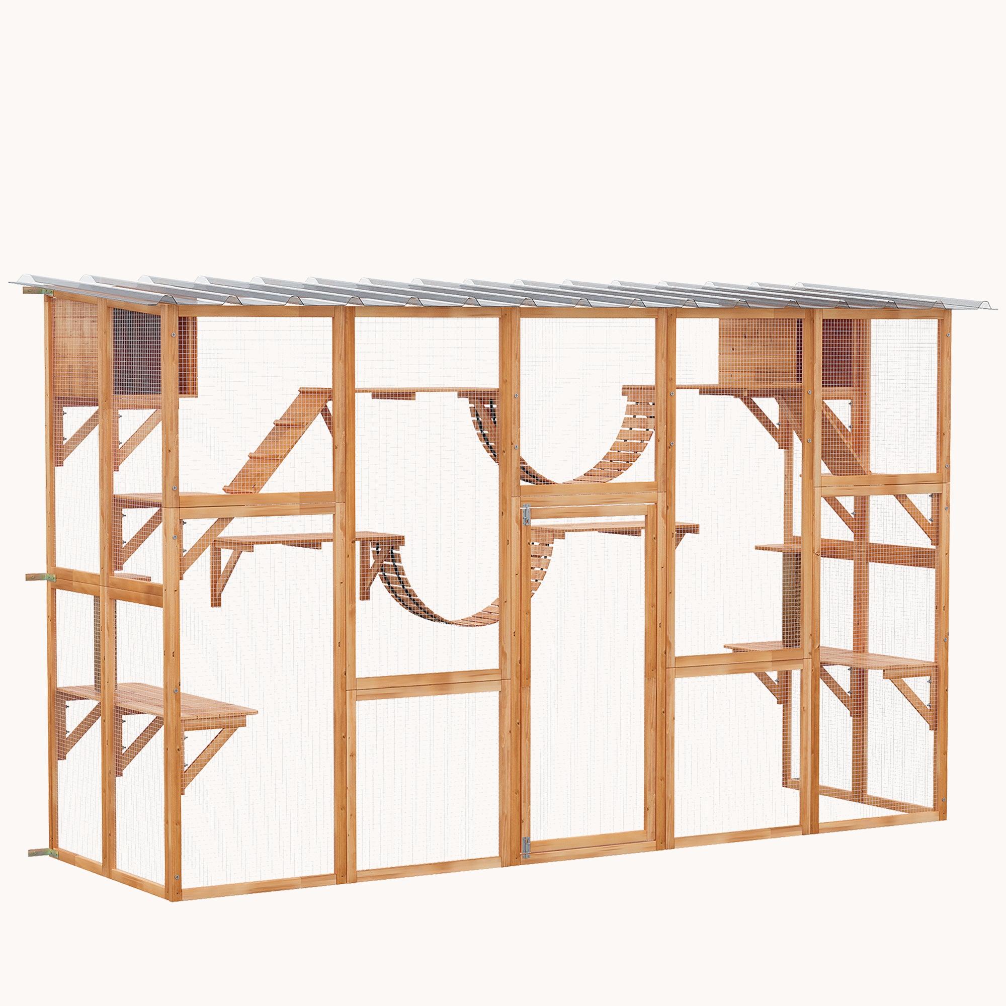 Outdoor Catio Enclosure with Weatherproof Roof 118"x37.5"x74" Orange