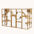 Load image into Gallery viewer, Outdoor Catio Enclosure with Weatherproof Roof, Shelves & Bridges, 118"x37.5"x74", Yellow
