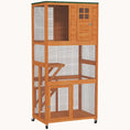 Load image into Gallery viewer, 74" Weatherproof Wheeled Wooden Catio Enclosure Orange

